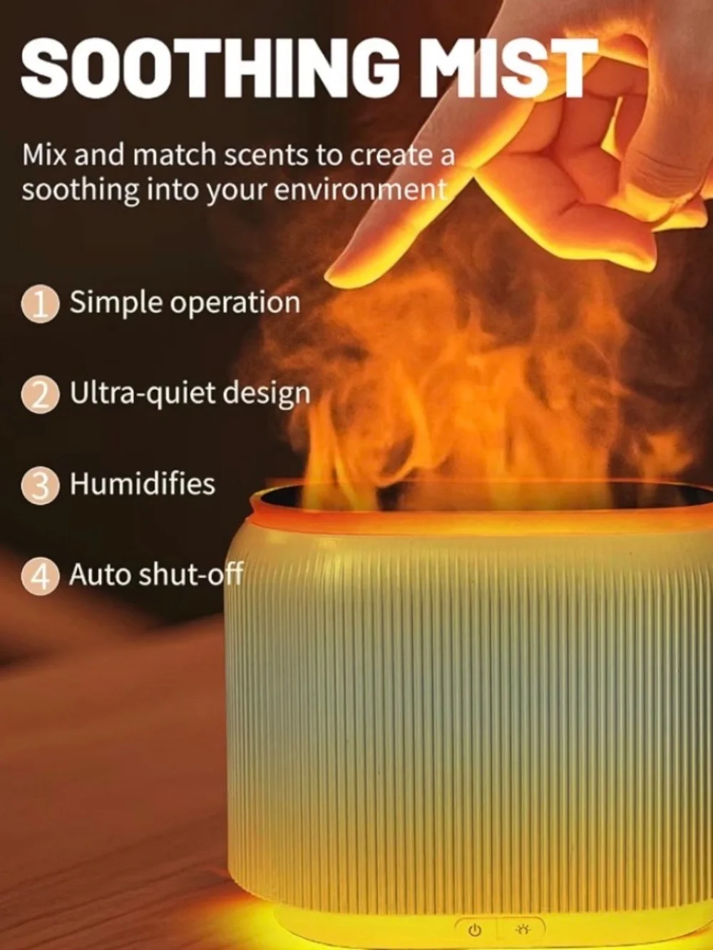 NIB Liffy Fireplace Flame Essential Oil Diffuser Mist Humidifier
